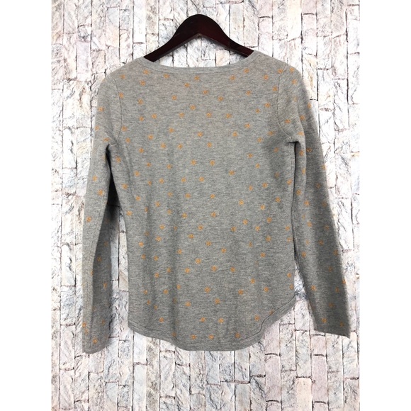 Ann Taylor Loft  Gray Polka Dot Knit Top - Picture 2 of 4